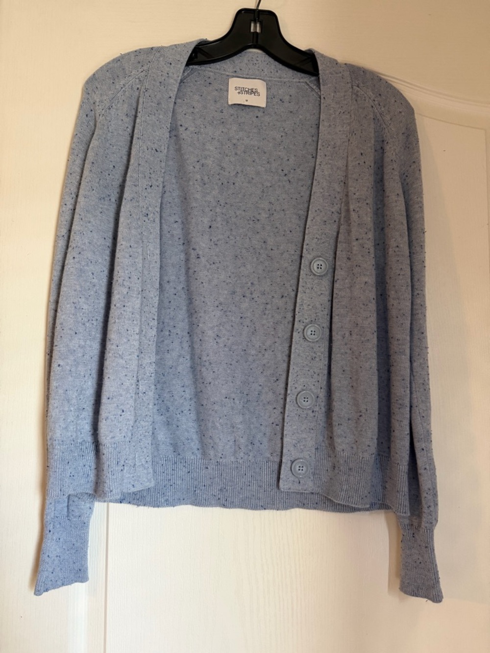 Stitches & Stripes Blue Speckled Button-Front Cardigan Size Medium